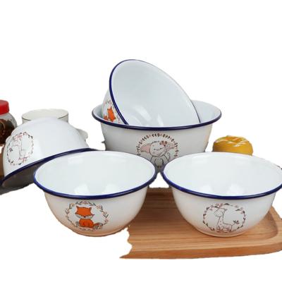 China Viable wholesale decorative gold sublimation salad storage vintage enamel metal steel metal fruit bowl for sale