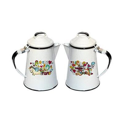 China Durable Luxury Iron Metal Casting Porcelain Steel Enamel Coated Turkish Coffee Milk Pots With Percolator for sale