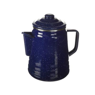 China Custom Viable Enamel Vitreous Printing Porcelain Cast Iron Cold Water Coffee Camping Kettle Steel Teapot for sale