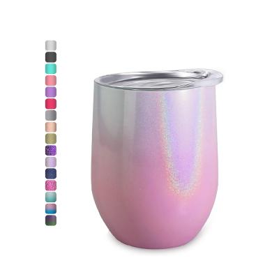 China Viable Factory Powder Coated Double Wall Stainless Steel Cups Egg Shape Mug Wine Tumbler For Celebrations for sale