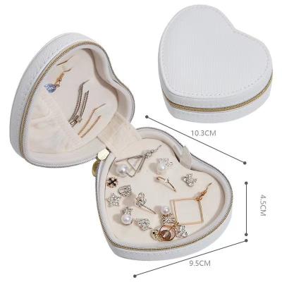 China Stylish Jewelry Box Organizer PU Leather Heart Shaped Jewelry Boxes For Women for sale