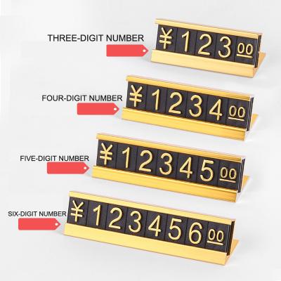 China Gold Color Metal Price Display Stands Small Price Holder Stand Customized for sale