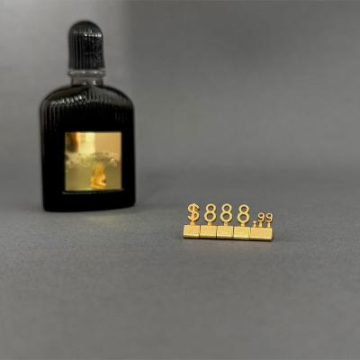 China 3D Metal Gold Luxury Jewellery Price Cubes Retail Price Display Tags for sale