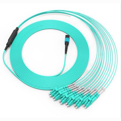 China FTTx Solutions Customized 2 To 24 Fiber OM2 OM3 OM4 Fiber Optic Patch Cords With MPO LC Connectors for sale