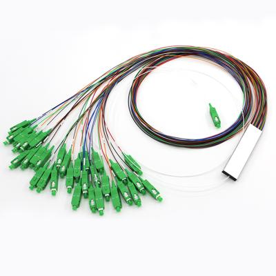 China FTTH 1*16 Fiber Optic PLC Mini Steel Tube Fiber Optic Splitter with SC/APC Connectors for sale