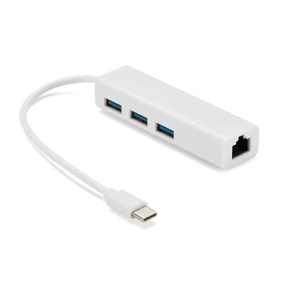 China Multifunction Type C To RJ45 Computer Network Hub USB3.0 Extension Cord Ethernet Adapter for sale