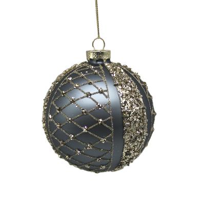 China Factory Cheap 8CM Gray Bauble Christmas Tree Glass Ball Ornaments Christmas Festival Party Home Decoration Design New For Holiday Decoration for sale