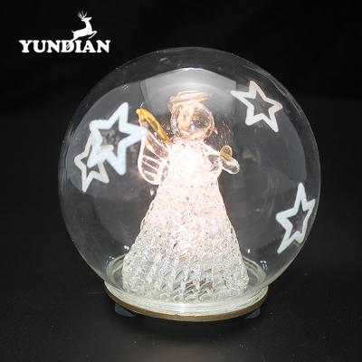 China Christmas Decorations Factory Wholesale Lighted Color Changing Clear Round Glass Ball Bauble With Angel Inside for sale