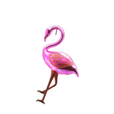 China Christmas Decoration / Hand Painted Factory Glass Ornaments Custom Blown Glass Ornaments Decorative Hanging Pink Flamingo Flamingo Shaped Ornaments For Christmas Tree Decor for sale