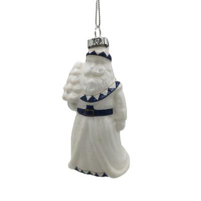 China Glass Santa Claus Ornaments Christmas Tree Hanging Glass Bauble Figurine Christmas Festival Party Home Decoration 2022 New Year Decor for sale