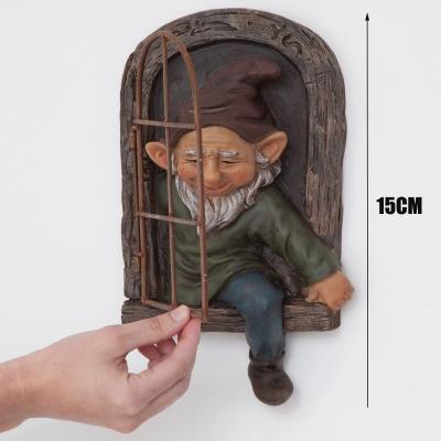 China Europe Resin Naughty Gnome Garden Decoration Statue Old Man Dwarf Bark Ghost Face Fairy Ornament Easter Props Outdoor Creative Crafts for sale