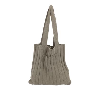 China Pretty All-match Handbag Large Capacity Tote Women Color Knitted Shoulder Bag By Casual Simple Pure Wool for sale