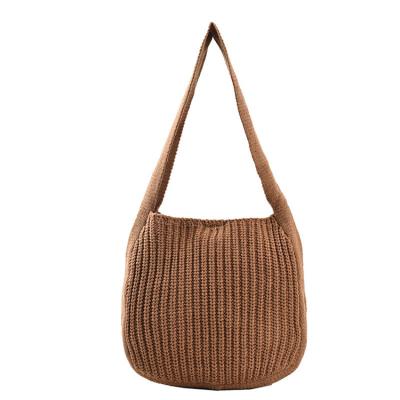 China Pretty fashion new pure color women's shopping bag beach casual knitted wool knitted bag for sale