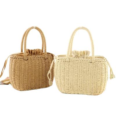 China High Quality Factory Straw Paper Rope Handbag Bali Portable Bucket Tote Rattan Shoulder Bag For Women for sale