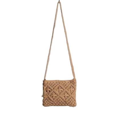 China High Quality Beach Woven Bag With Tassel Handbag Cotton Rope Woven Retro Package For Women for sale