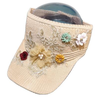 China 2022 Fashion Women Summer Travel Sunshade Top Hat All-match Empty Fashion Knitted Breathable Curved Brim Hat for sale