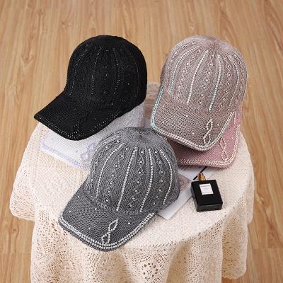 China 2022 Fashion Fashion Casual Ladies Baseball Cap Four Seasons Wavy Profile Rhinestones Peaked Hat for sale