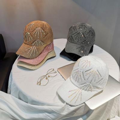 China Fashion Summer Rhinestone Leisure Travel Hat Sun Hat Adjustable Baseball Cap for sale