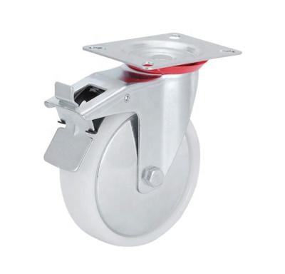 China White Rigid Swivel Caster PP Caster Wheels 4 Inch Brake Wheel Casters With Cover for sale