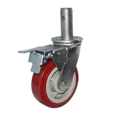 China Industrial Swivel Long Bolt PU Castor Brake Scaffolding Caster Wheel With Cut Out for sale