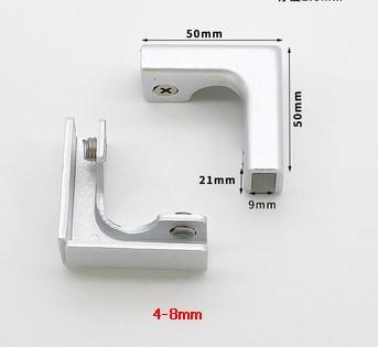 China Top Bottom L Shape Aluminum Alloy Glass Or Acrylic Clip Panel Glass Or Acrylic Showcase Bracket Clamp for sale