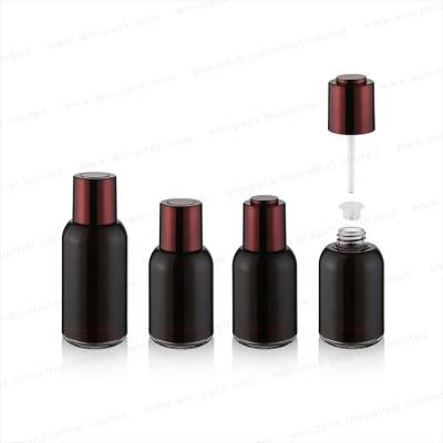 China Winpack Acrylic Type Cosmetic Serum Amber Bottle With Press Pump New Dropper Personal Care Acrylic Cap for sale