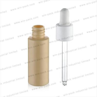 China Winpack Matte Gold Dropper Bottle Plastic 30ml Luxury Cosmetic Package for sale