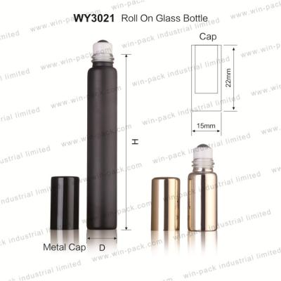 China Victory-Pack 3ml 5ml 8ml 10ml 12ml cosmetic amber black essential oil roller bottles with customzied logo with metal trackball cap for sale