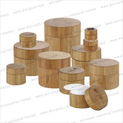 China Recycled bamboo body 5g 30g cosmetic empty bamboo jars environmental friendly personal care and sustainable wholesale with pp jar for sale