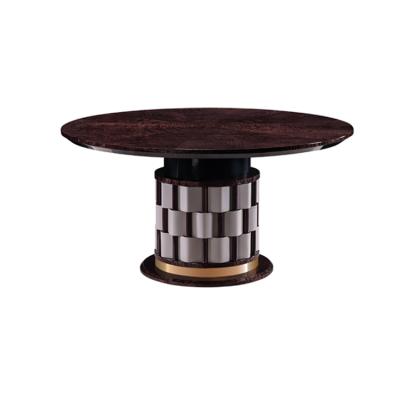 China New Type Cozy Selling Wooden Larhe Tops Round Dining Tables With Turntable for sale