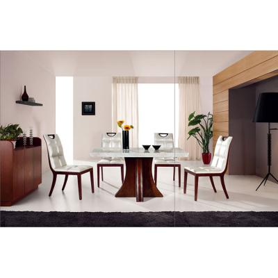 China Safety crystallization marble powder wood dining table sets, new classic dining sets for sale