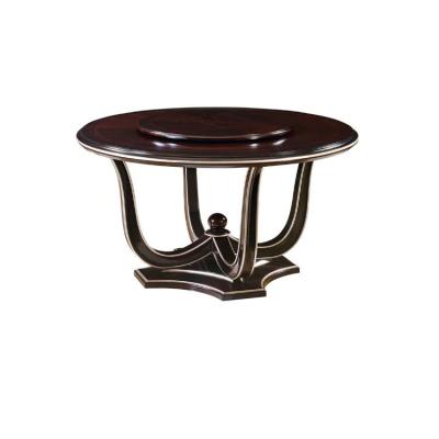 China Elegant and regular dark round set of ebony color dining room furniture beech wood dining tables for sale