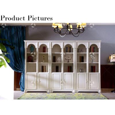 China Saving space and big container tall white wooden bookcase against the wall / wall bnokcase for sale