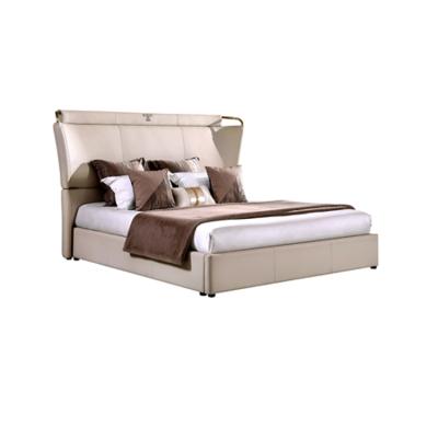 China Unique Design and Comfortable Shenzhen Furniture Wooden Helix Shaped Double Bed Queen Size Bed Leather Furniture for sale