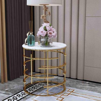 China Round table (the other) stainless steel tea room table adjustable net simple marble top bedroom creative sofa for sale