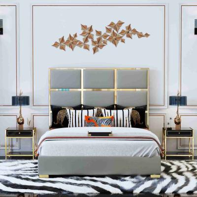 China (Others)Adjustable Modern Luxury Bedroom Furniture Upholstered Real Leather Italian Bed for sale