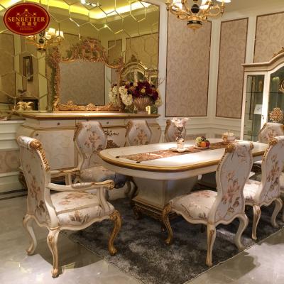 China Dining Room Set 0067 Luxury Golden Wood Dining Furniture , Classic Country Style Dining Room Set for sale