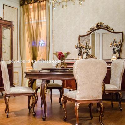 China Dining room set 0070-2 dining room table and luxury wooden chairs, classic dining room set furniture for sale