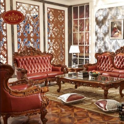 China Sofa KSF-B Sectional European Classic Teak Wood Carving Sofa Set Designs for sale