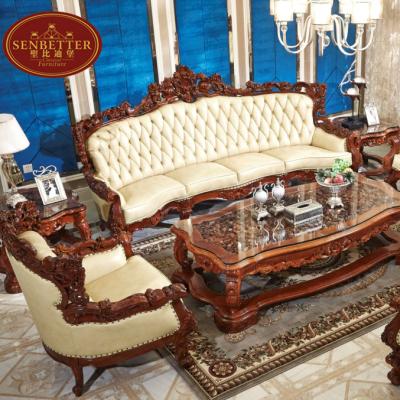 China Sectional Sofa KSF-W Living Room Sofa KSF-W Antique Style Teak Solid Wood Carving Set for sale