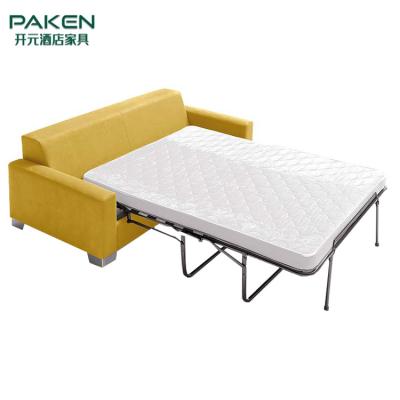 China Commercieel Modern Geel Stoffenhotel Sofa Bed Te koop