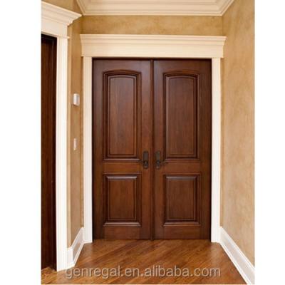 China Swing Classic Four Panel Solid Interior Double Position Wood Door for sale