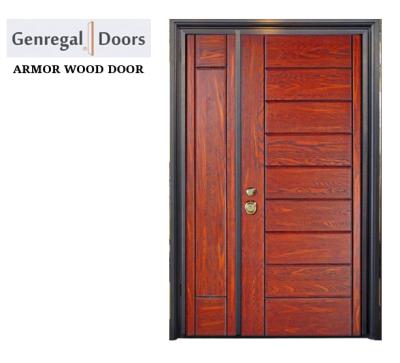 China Modern CE Standard Security Entrance Steel Frame Armored Wooden Wooden Door for sale