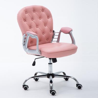 China PU Office Chair Swivel Pink Leather Ergonomic Office Chairs (Height) Adjustable Office Chairs Supplier In Low Back for sale