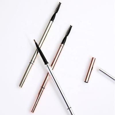 China High Quality Waterproof Long Lasting Eyebrow Pencils Double Ended Eyebrow Pencil With Spoolie Brush Private Label for sale