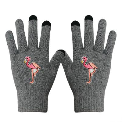 China Touch Screen Embroidery Glove Thermal Knitted Cycling Ski Magic Glove for sale