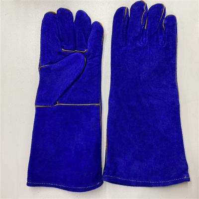 China Long Cuff Arm Heat Resistant Protection Repairing Welding Gloves Scare Split Leather Heat Resistant Gloves for sale