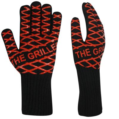 China Double Layer Heat Resistant Kitchen GRILL Camping Heat Resistant Gloves Oven Grilling Gloves for sale