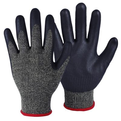 China Mechanic Working Cutting Level 4 Construction Repairing 13 Gauge Cut Resistance Level 4 Nitrile Coated Gloves for sale