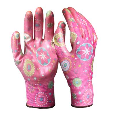 China Waterproof Anti Abrasion Oil Resistant Polyester Garden Landscaping Nylon Glove for sale